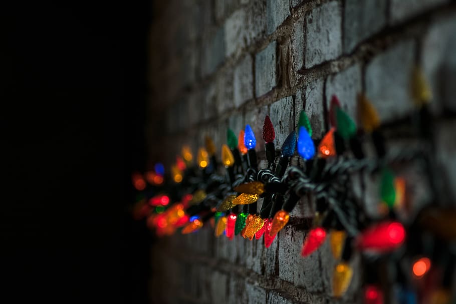 dark, wall, colorful, lights, wall - building feature, architecture HD wallpaper