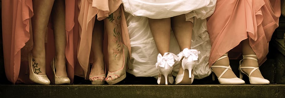 group of people wearing several heels, shoes, wedding, elegant HD wallpaper