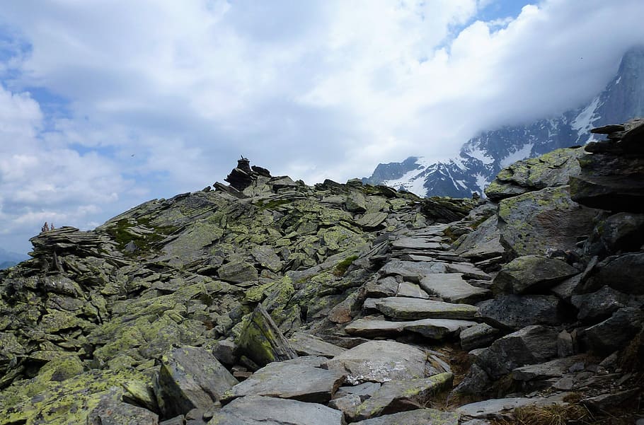 pile of rocks on hill, nature, france, haute savoie, alps, landscape, HD wallpaper