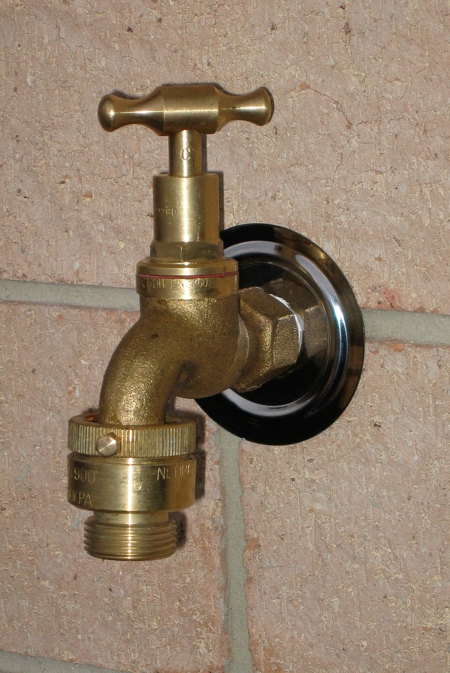 Tap, Brass, Faucet, Metal, brass tap, brick wall, new, close-up, HD wallpaper