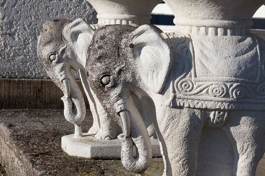 Sculpture, Elephant, Stone, Stone, Statue, Art, proboscis, figure HD wallpaper