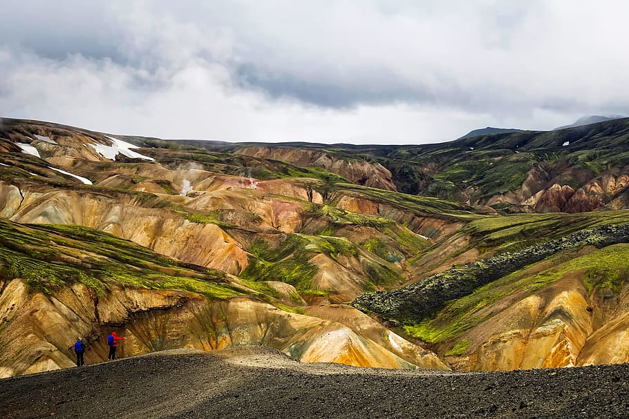 mountain painting, iceland, mountains, landscape, travel, nature, HD wallpaper