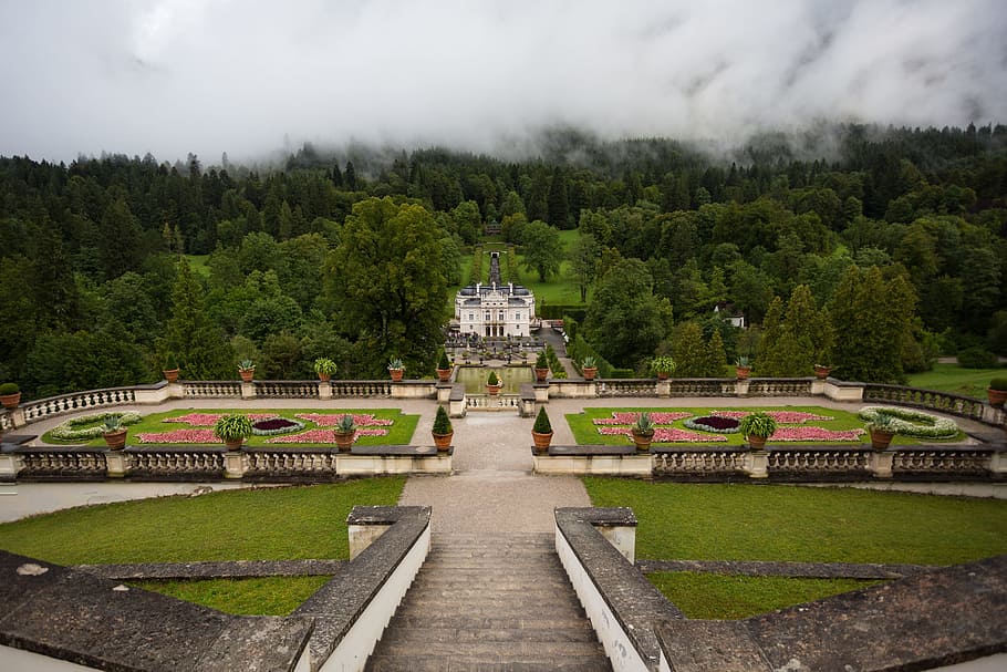 linderhof, palace, architecture, garden, ludwig, landscape, HD wallpaper