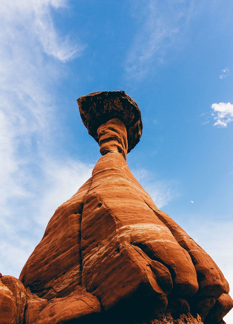 rock, formation, nature, blue, sky, low angle view, rock - object HD wallpaper