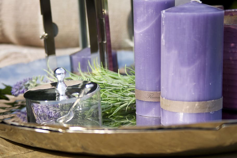 candle, purple, gift, romantic, decor, handmade, indoors, household equipment HD wallpaper