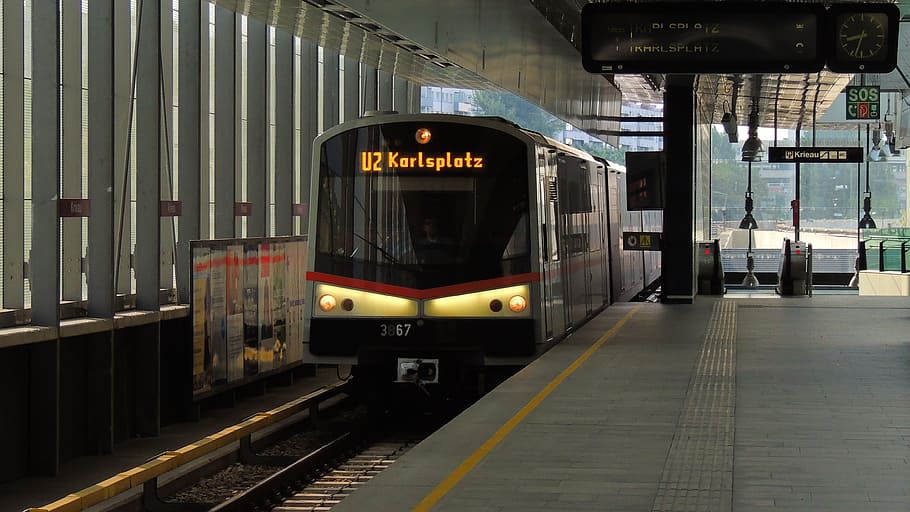 black and yellow train on subway during daytime, vienna, austria HD wallpaper