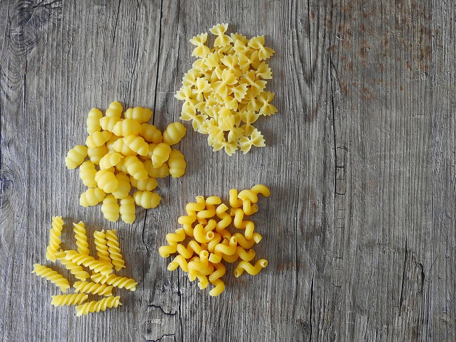 four assorted-shaped of pastas, eat, cook, dine, kitchen, food HD wallpaper