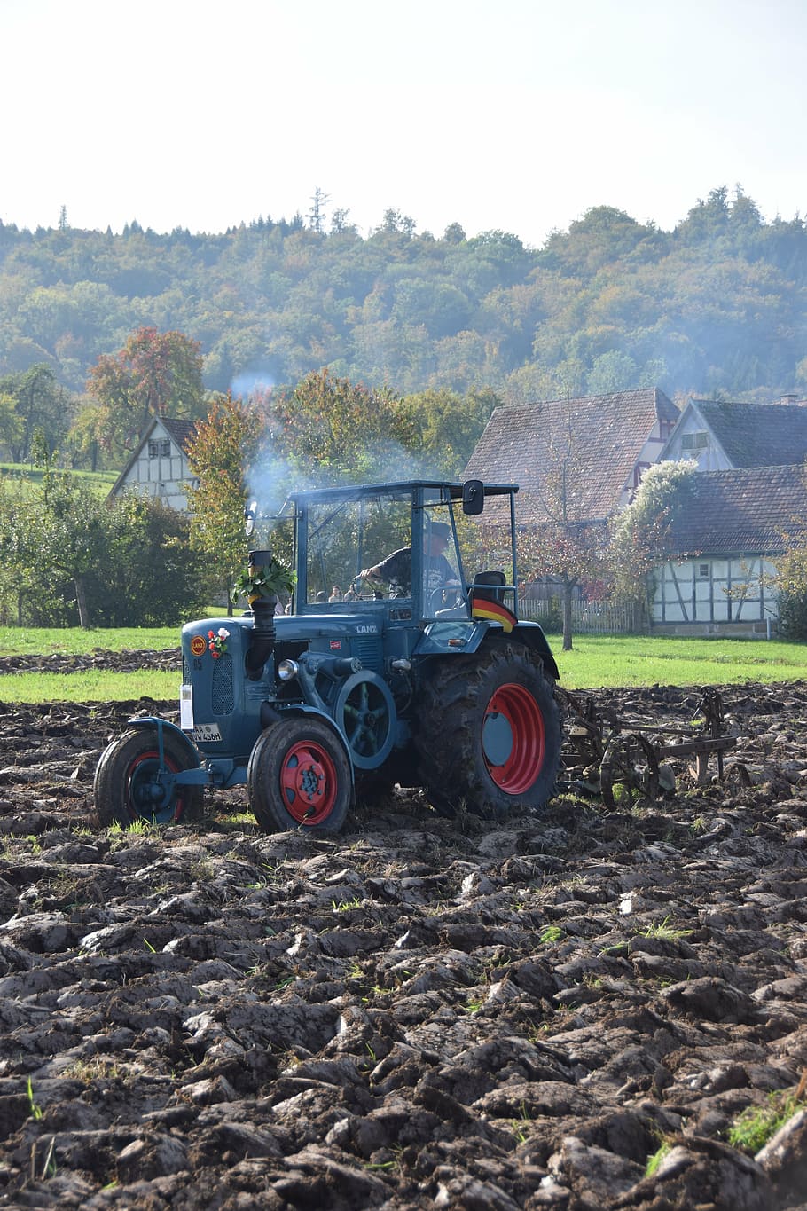 historically, harvest, exhausting, tractor, agriculture, old HD wallpaper