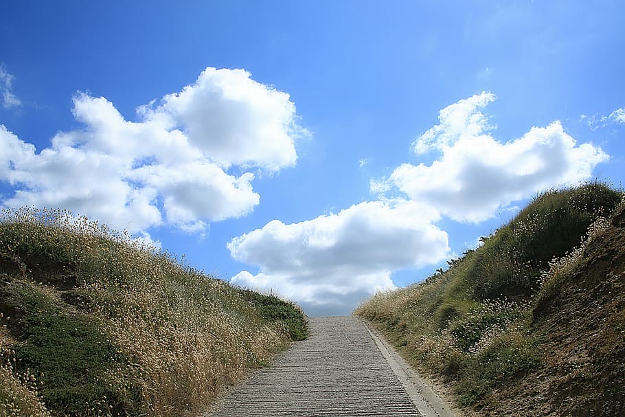 Landscape, Nature, sky, cloudy sky, road, cloud - Sky, blue HD wallpaper