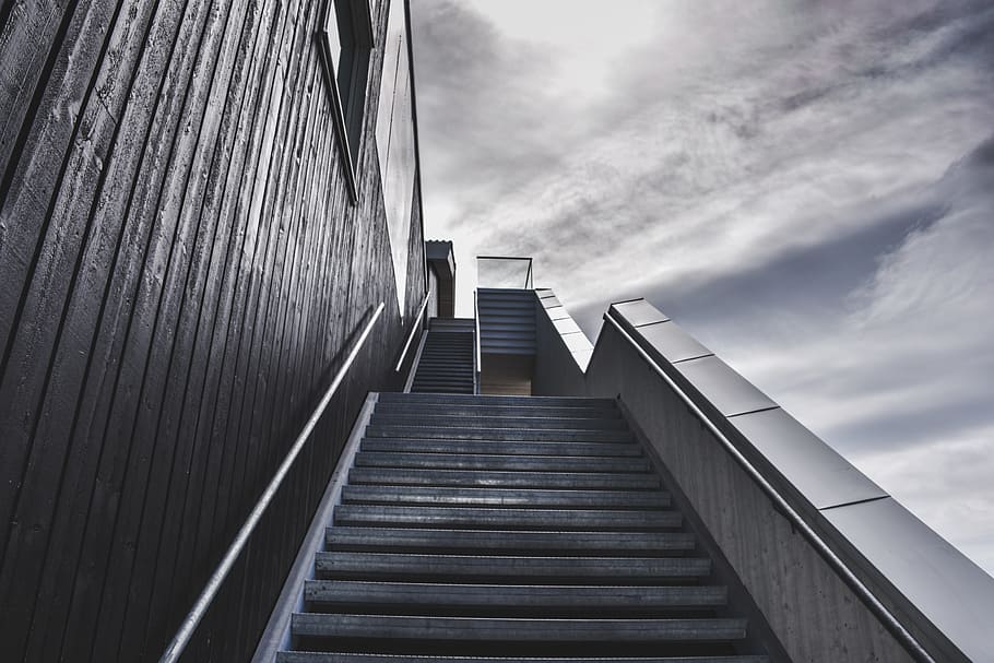low angle photo of empty stairway, stairs, staircase, success, HD wallpaper