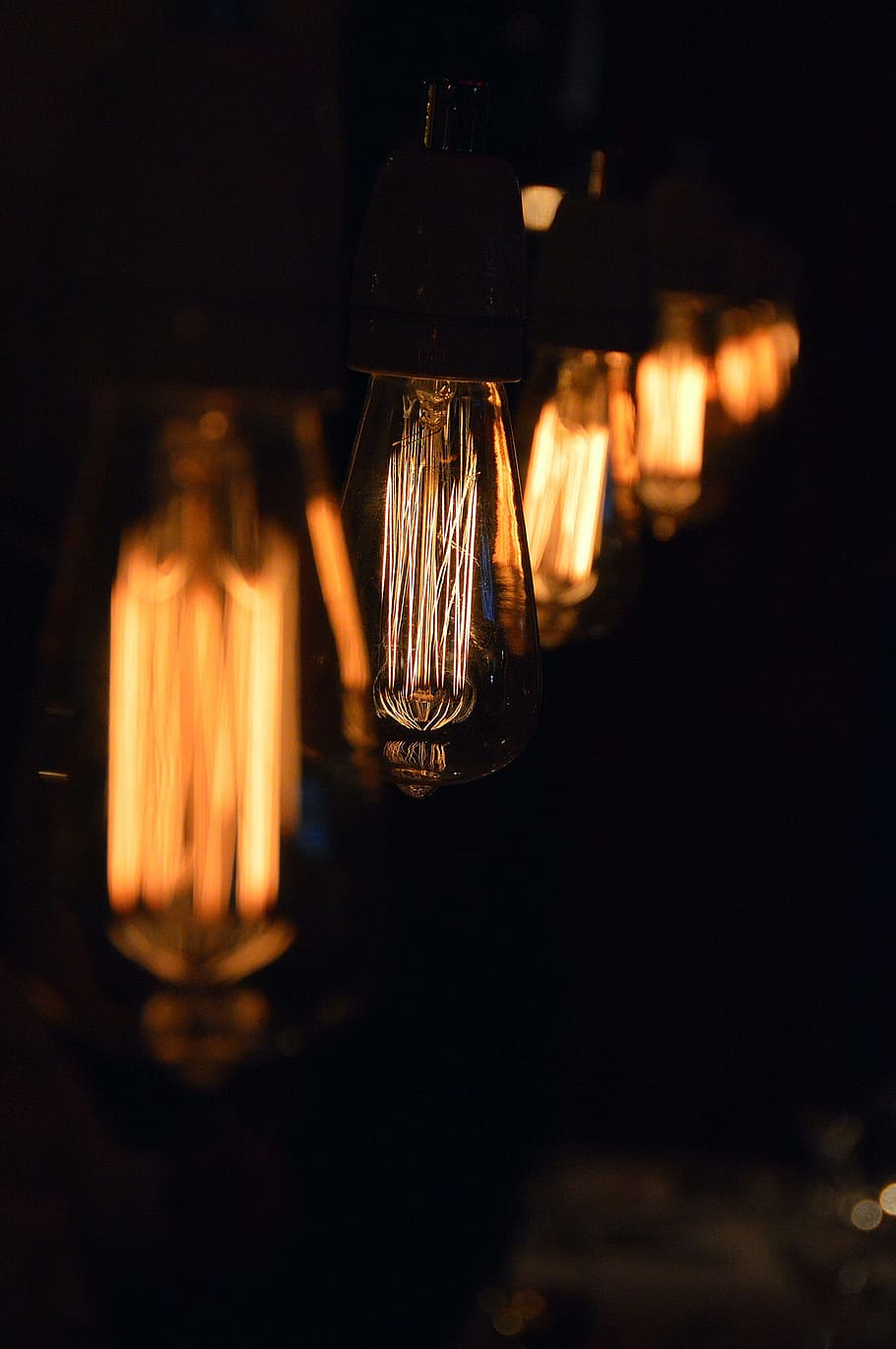 lamp, drinking, filament, lighting, yellow, night picture, in the evening HD wallpaper