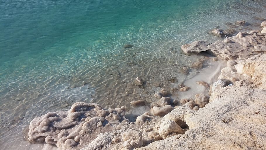 dead sea, israel, salt, water, nature, mineral, beach, land, HD wallpaper