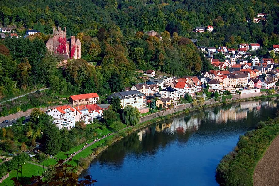 neckar, landscape, water, architecture, building exterior, built structure HD wallpaper