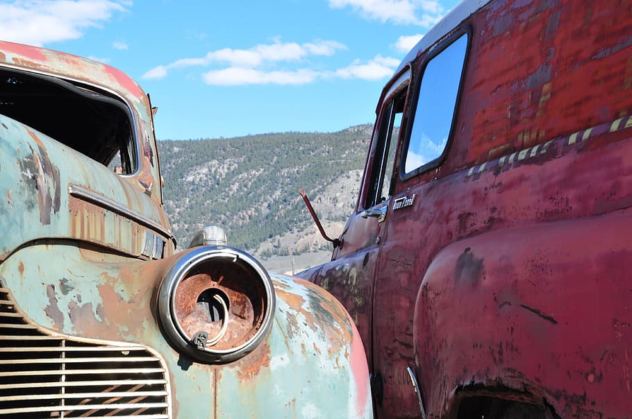 Car, Oldtimer, Rust, Vintage, old-fashioned, headlight, antique HD wallpaper