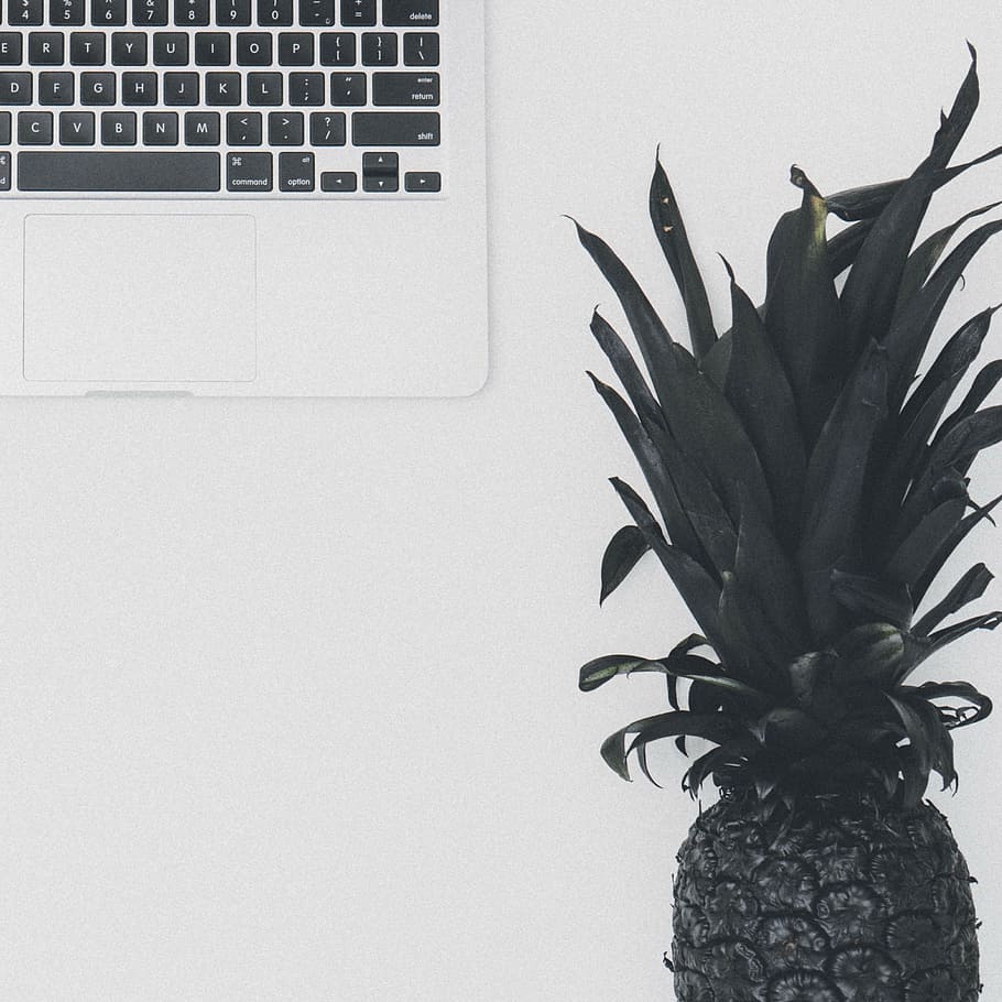 pineapple, dessert, appetizer, fruit, juice, crop, black, white HD wallpaper