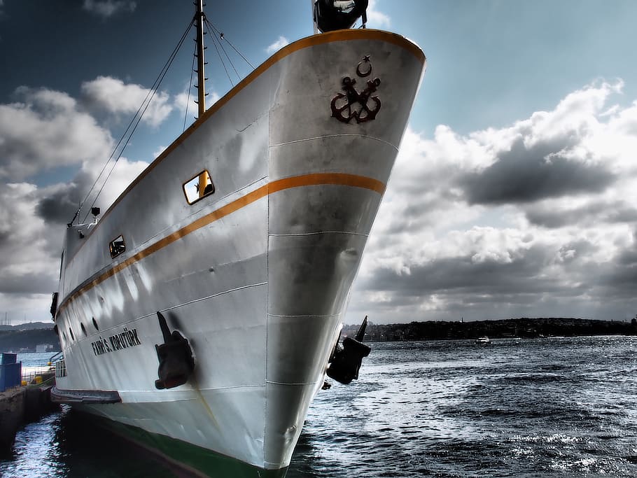 gray cruiser ship on body of water during daytime, ferry, bug HD wallpaper