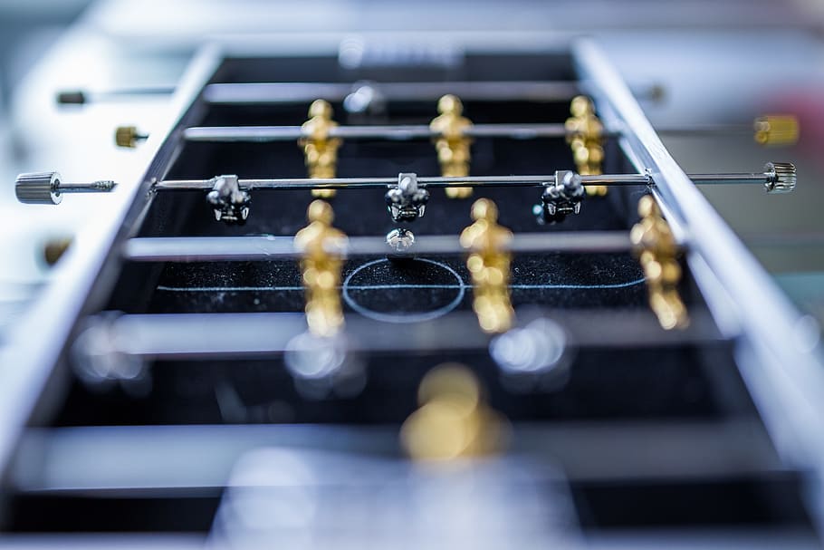 playing, game, competition, soccer, foosball, kicker, selective focus HD wallpaper