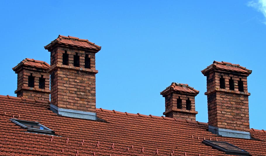 chimney, old, architecture, fireplace, roof, building, brick HD wallpaper