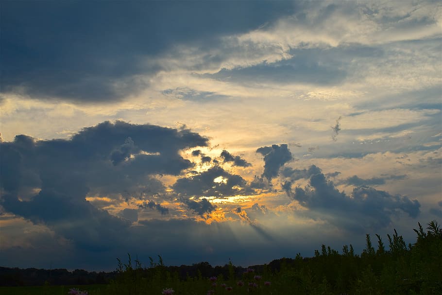 Sky, Clouds, Sunset, Light, Nature, blue, summer, sunlight HD wallpaper