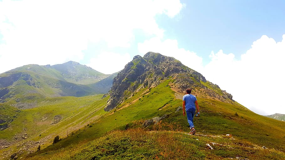 HD wallpaper: man hiking on mountain, Peak, Rocks, Travel, outdoor,  adventure | Wallpaper Flare