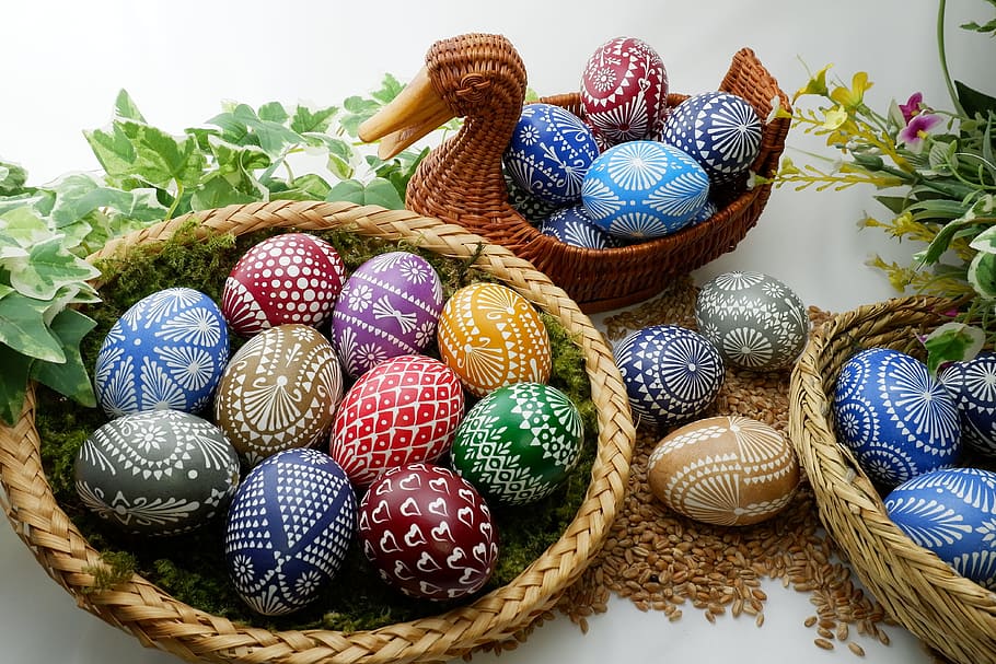 Easter egg lot, sorbian easter eggs, easter decoration, wax technique HD wallpaper