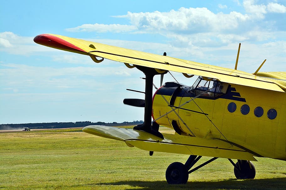 flying, yellow, sky, airplane, air Vehicle, propeller, transportation HD wallpaper