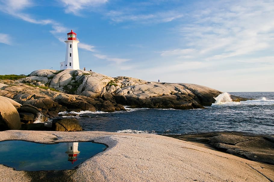 Lighthouse and Coastal Landscape in Nova Scotia, canada, photos
