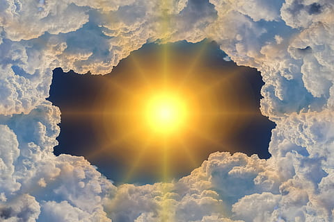sun and clouds illustration, climate, climate change, climate fluctuation HD wallpaper
