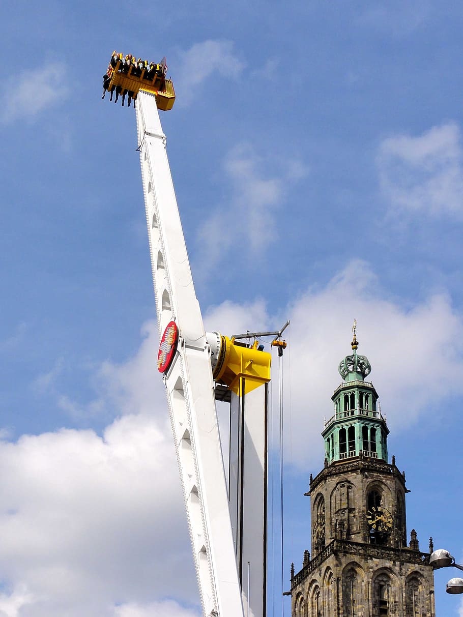 Netherlands, Building, Tower, Ride, amusement, sky, clouds HD wallpaper