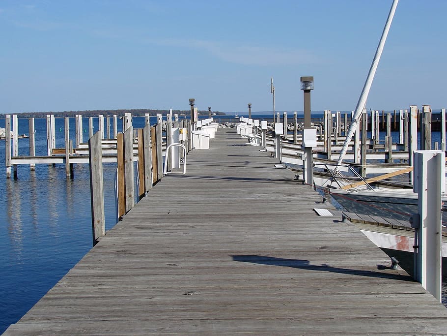 Docks, Water, Lake Michigan, Sea, pier, ocean, travel, vacation, HD wallpaper