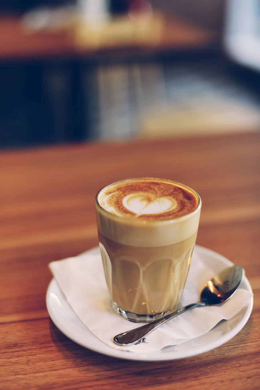 selective focus photo of glass of latte on white saucer, coffee, HD wallpaper