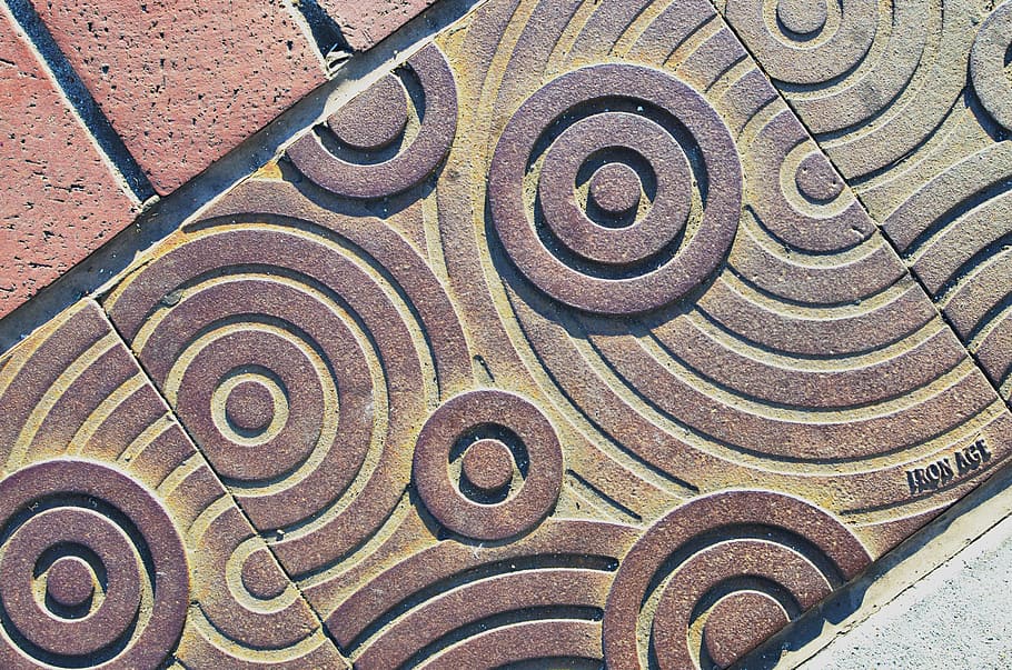 gray concrete floor, mosaic, street, architecture, texture HD wallpaper