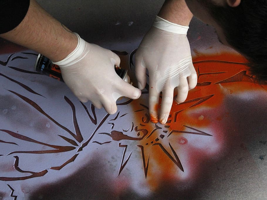 Painting, Hands, Template, trafaret, spray, statue of liberty HD wallpaper
