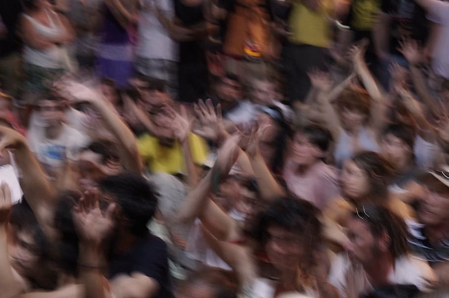 group of people rising there hands up, fans, fun, demo, crowd HD wallpaper