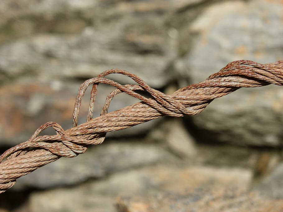 steel cable, broken, frayed, rusty, close-up, strength, rope