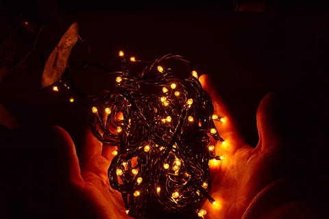 Black String Lights, abstract, art, blur, bright, celebration HD wallpaper