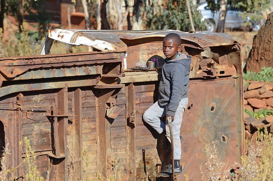 africa, lesotho, boy, scrap, junk, car, malealea, outdoors, HD wallpaper