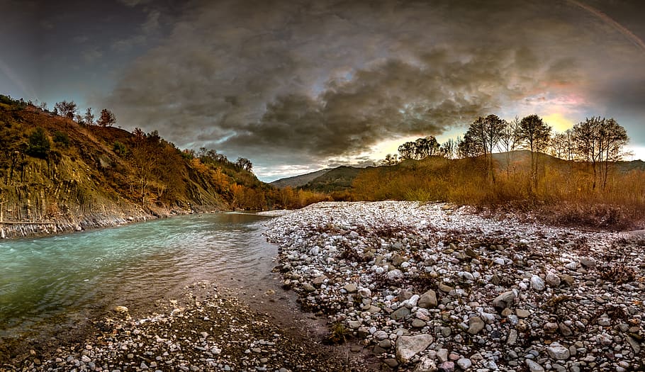 river, nature, water, landscape, countryside, greece, mountains HD wallpaper