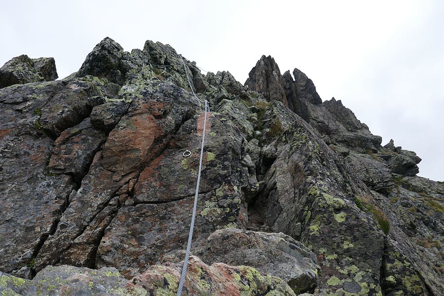 mountains, climb, climber, rock, landscape, steep, rock wall HD wallpaper