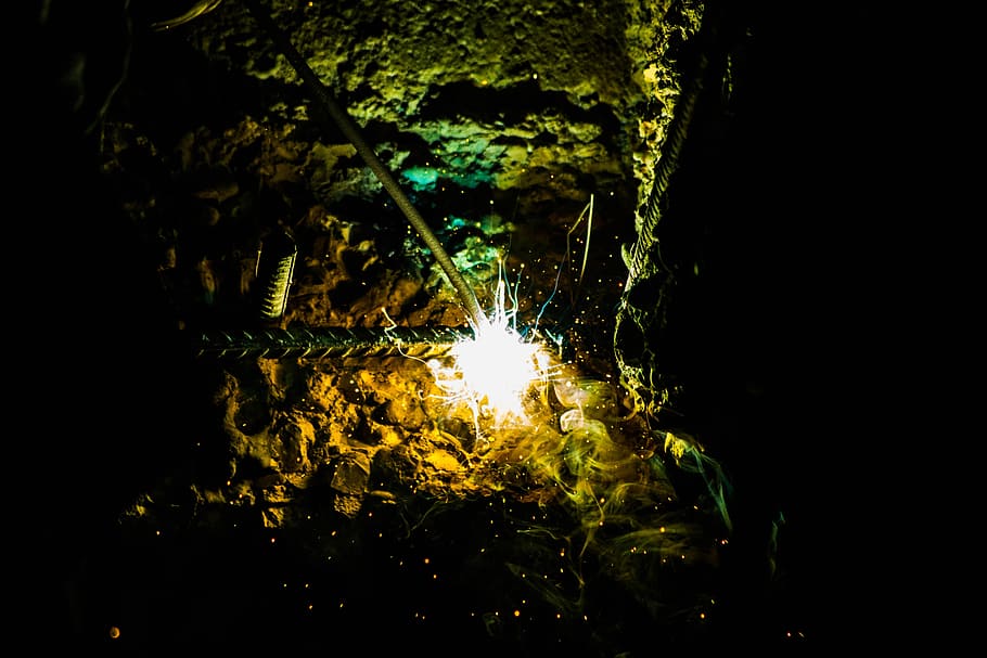 fire, flame, light, dark, night, welding, welder, steel, metal HD wallpaper
