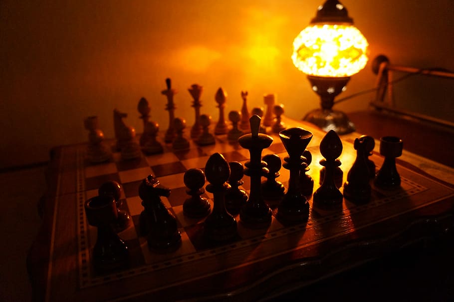 Chess, Lamp, thinking, strategy, chess piece, leisure games HD wallpaper