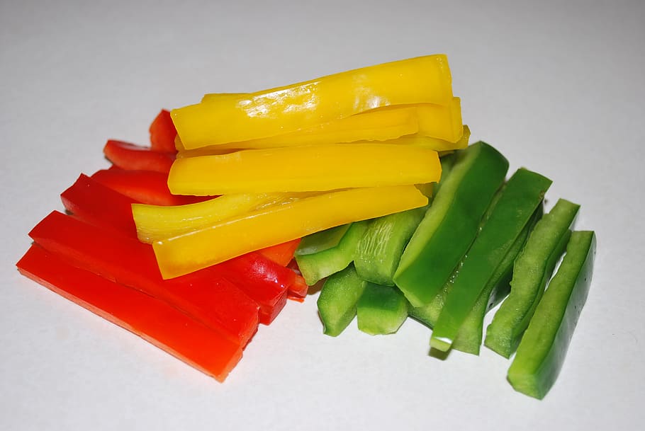 sliced, peppers, vegetable, dip, food and drink, indoors, still life HD wallpaper