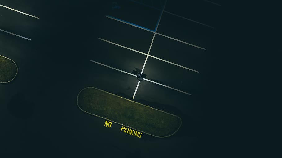 dark, night, light, aerial, field, runway, parking, lot, outside HD wallpaper