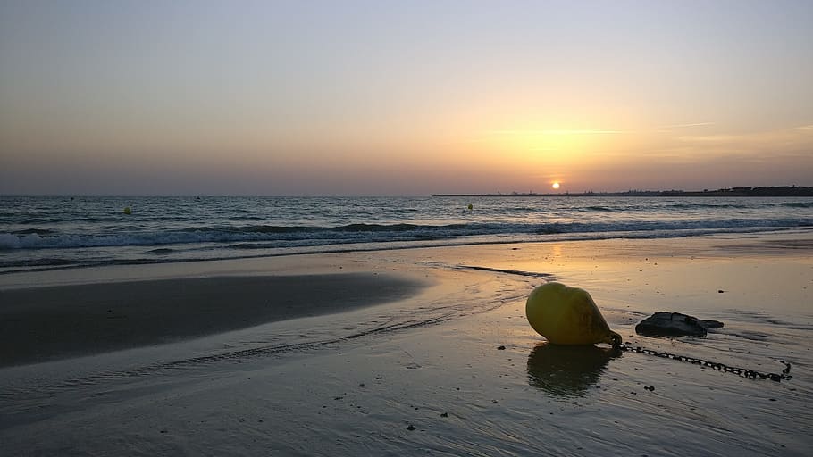 beach, sunset, andalusia, spain, shore, landscape, sea, sky HD wallpaper