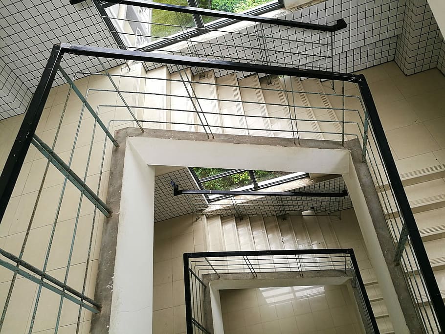 Library, Stairs, Sunshine, steps and staircases, indoors, low angle view HD wallpaper