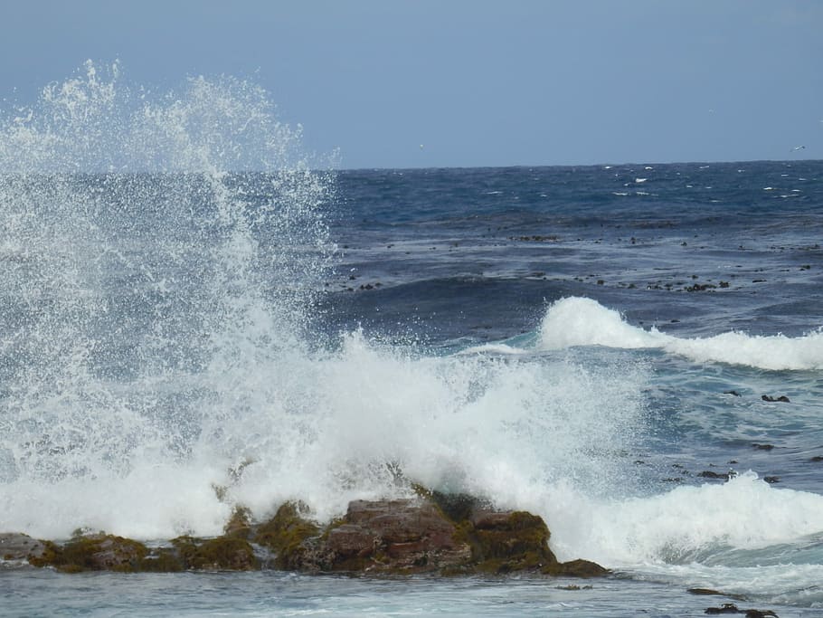 Wave, Ocean, Sea, Blue, Side, Landscape, nature, seaside, horizon over water HD wallpaper