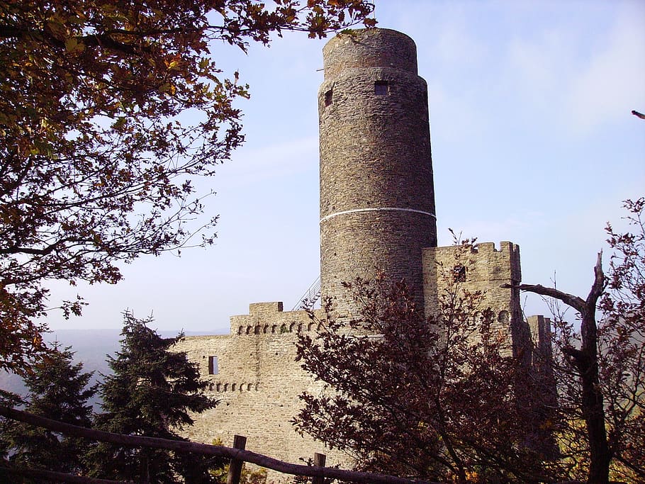 castle, germany, middle rhine, tower, building exterior, tree HD wallpaper