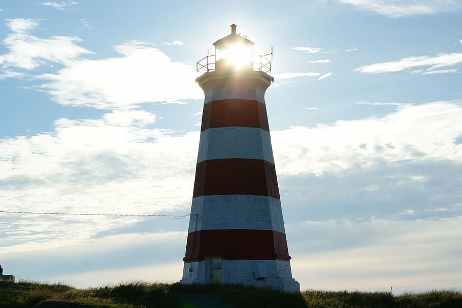 red and white lighthouse, alert, guidepost, signal, warning HD wallpaper