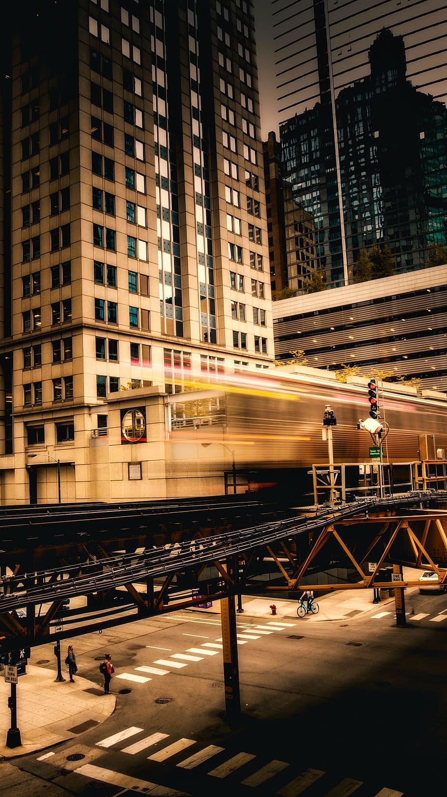 Chicago, Illinois, L Train, Train, Platform, buildings, architecture HD wallpaper