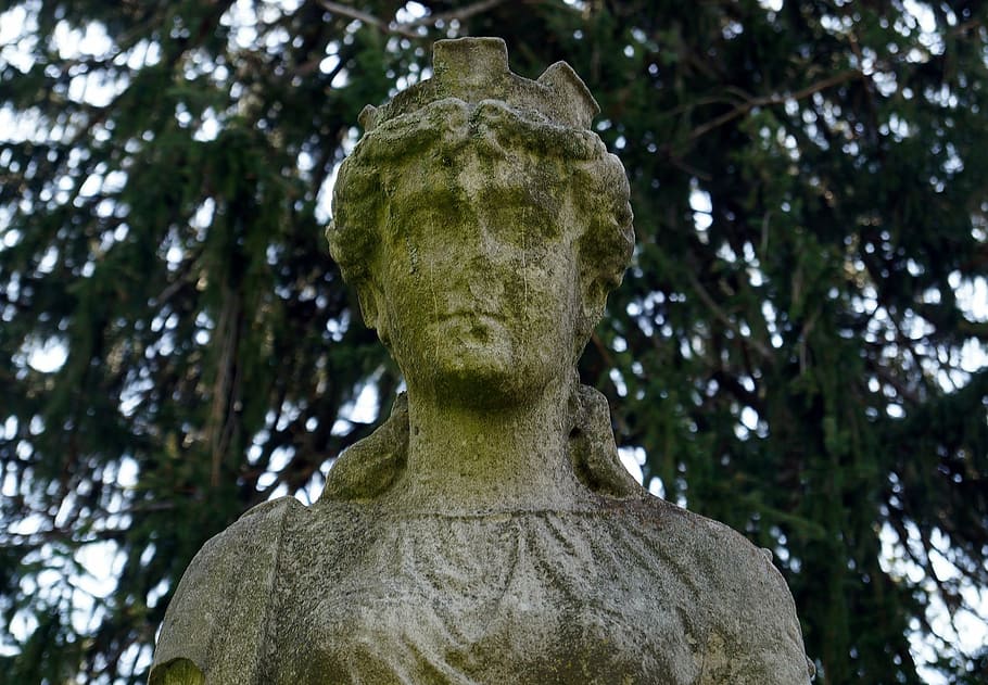 statue, garden, bust, goddess, baltimore, trees, sculpture HD wallpaper